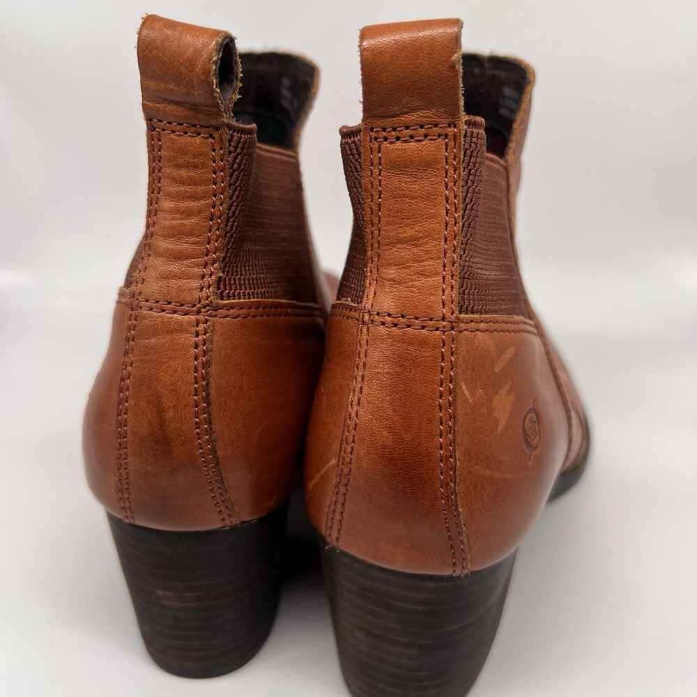 Born Ankle Boots Women's 11 Garcia Brown Leather Block‎ Heel Boho Chelsea Shoes - Picture 8 of 9